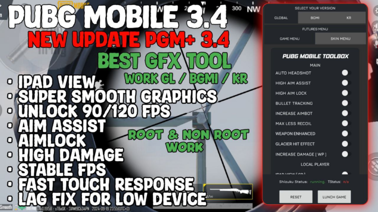 PUBG Mobile 3.4 GFX Tool, PGM Tool With Auto Headshot