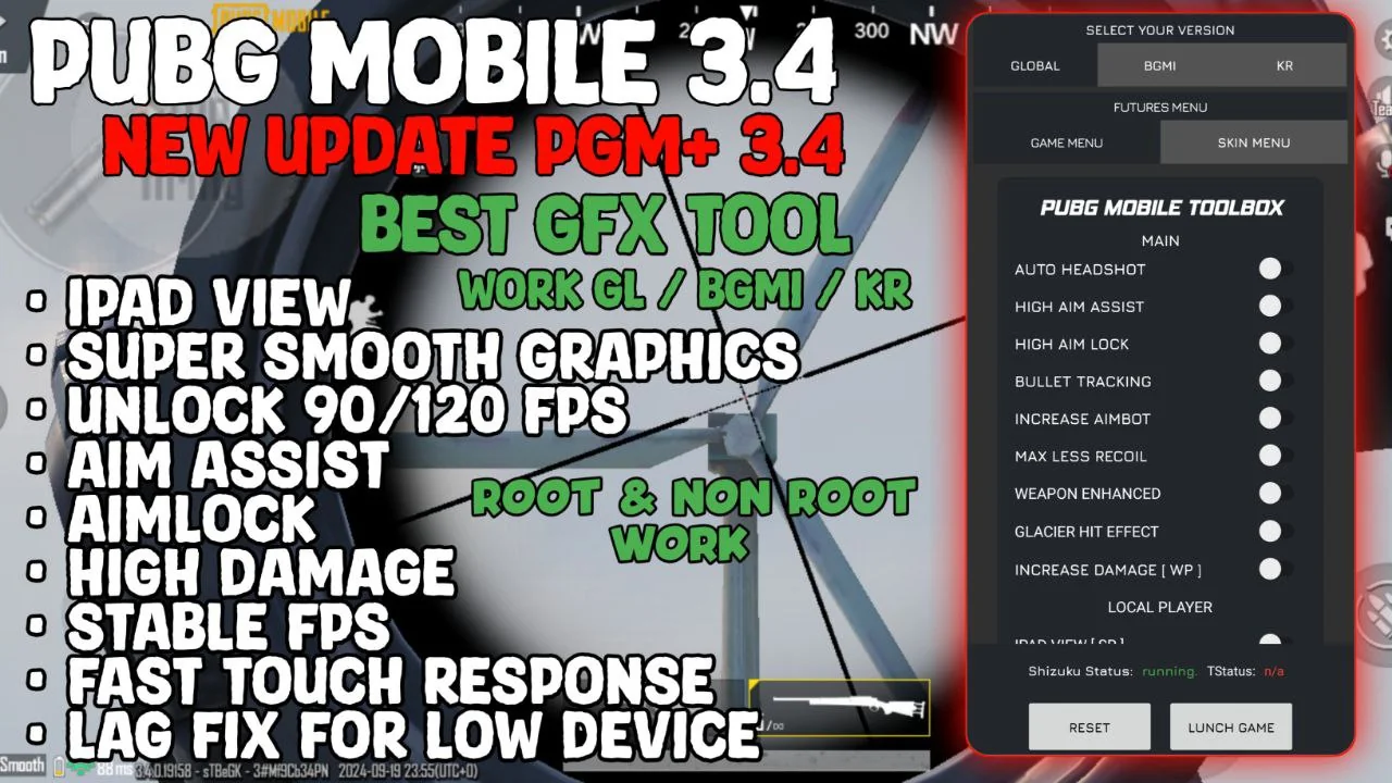 PUBG Mobile 3.4 GFX Tool, PGM Tool With Auto Headshot